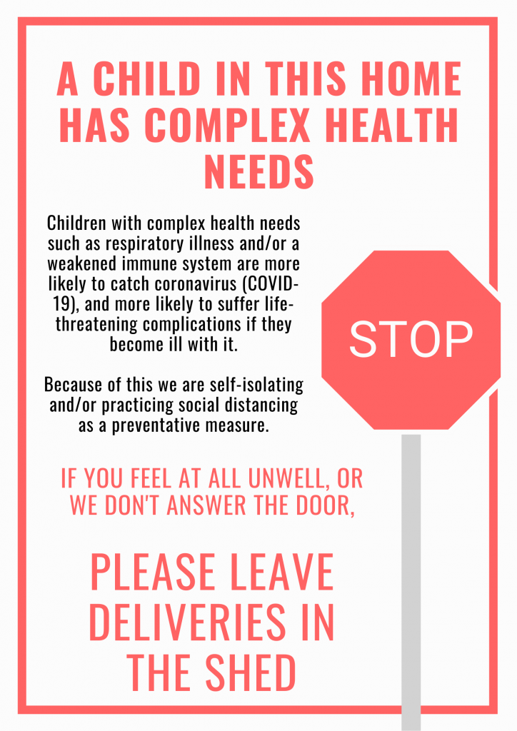 If you're self-isolating as a preventative measure against coronavirus (COVID-19), you might find it useful to use these posters by front doors etc.