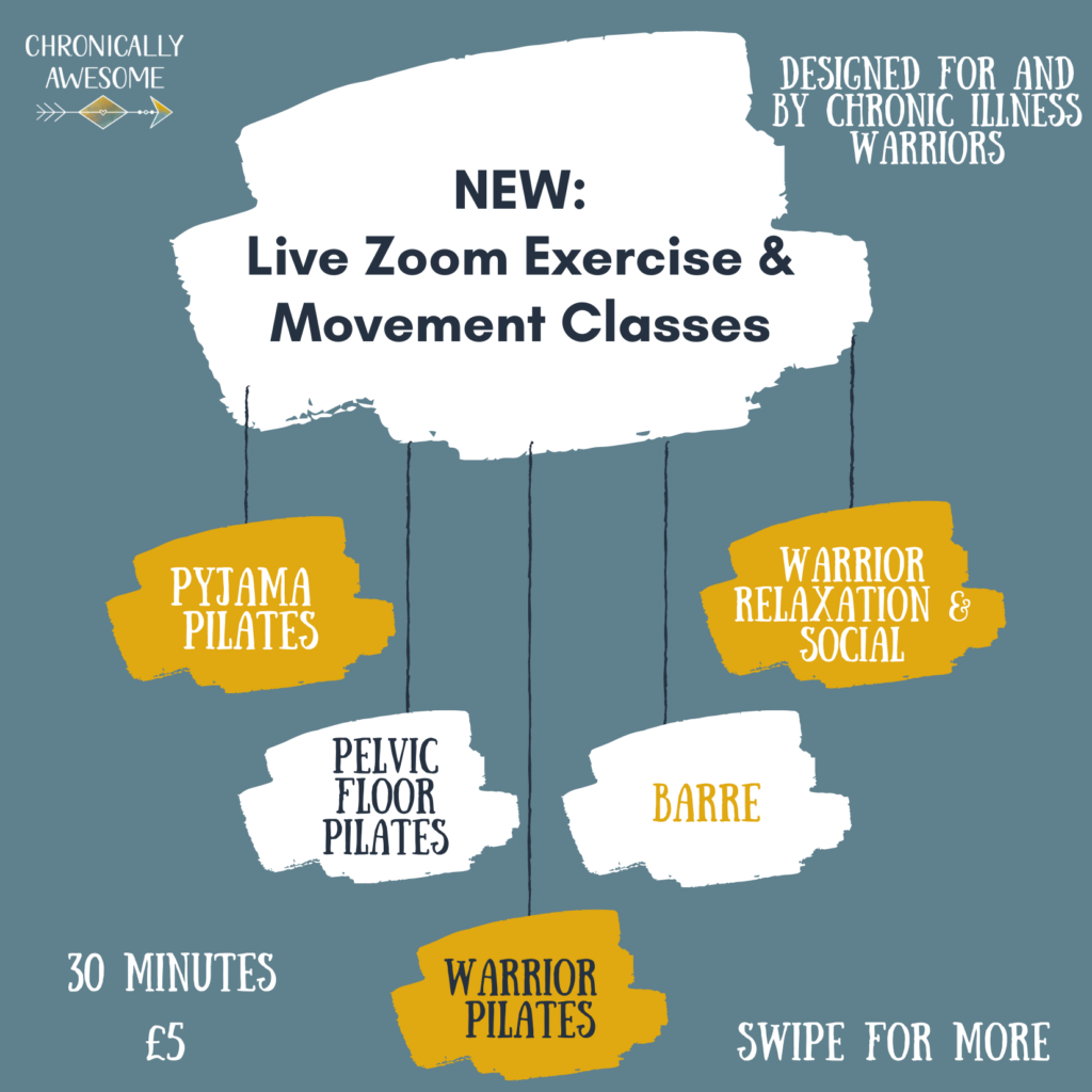 You all know by now that we've got more than 70 pre-recorded exercise videos on Patreon, specially made for our amazing community of chronic illness warriors. And now we have live classes too!!